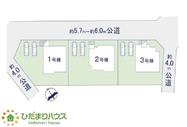 【区画図】 | ひたちなか市市毛4期　新築戸建　1号棟 | 小学校近く、お子様の通学も安心！