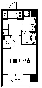 大阪市中央区十二軒町の賃貸マンションの間取り