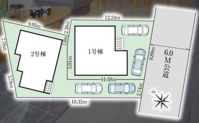 流山市向小金３丁目新築戸建【向小金小学校：3分】の区画図|区画配置図