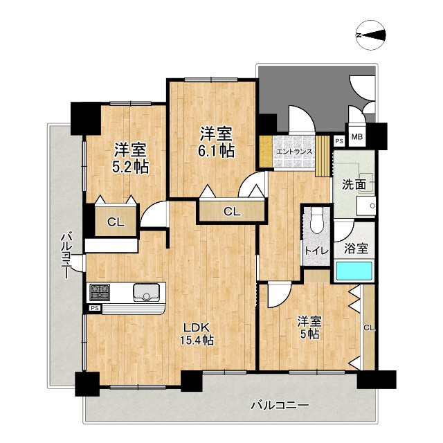 ライオンズガーデン枚方藤阪の間取り|3LDK、価格3180万円、専有面積72.85㎡、バルコニー21.86㎡