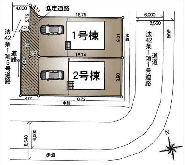 【区画図】 | 幸手市上高野第9 CRADLE GARDEN　新築戸建　全2棟　1号棟