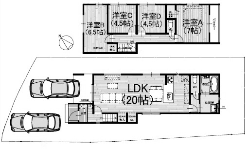 【間取り】 | 嵐山茶尻町 新築一戸建 | １号地　建延96.88㎡