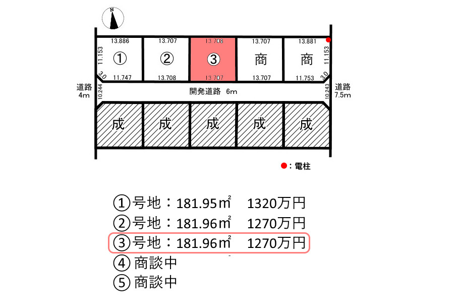 分譲地　須賀3丁目　3号地の区画図|価格一覧