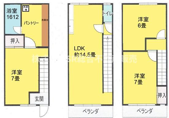 森河内東1丁目中古テラスハウスの間取り|2026年6月に全室リフォーム完了済みで、室内大変キレイで快適にお過ごしいただけます！