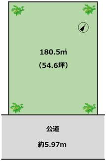 【土地図】 | 千葉市緑区越智町　54.6坪×整形地 | ほぼ長方形の整形地。無駄なく建物を配置できるので、間取りの自由度が高くプランが組みやすい土地です。