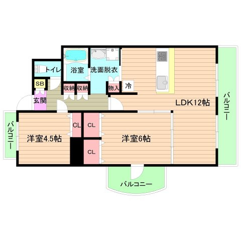 大阪市旭区高殿２丁目の賃貸マンションの間取り