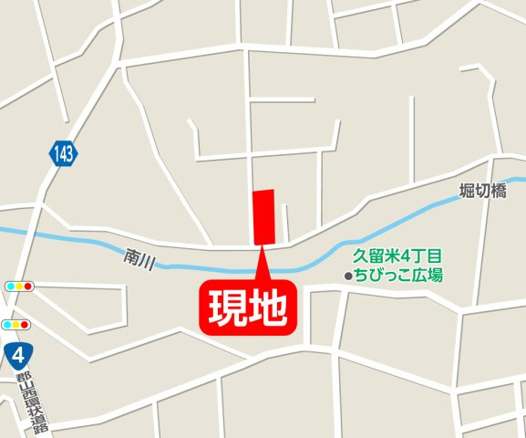 【建築条件なし売地】　郡山市大槻町22期　柴宮小・第一中の地図|現地案内図