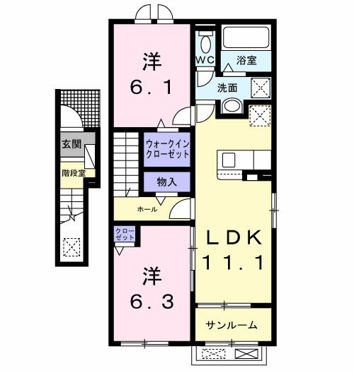 【間取り】 | Ｋ’ｓヴィレッジ旭Ｃ