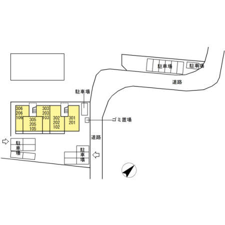 熊本市東区上南部２丁目のアパートの区画図