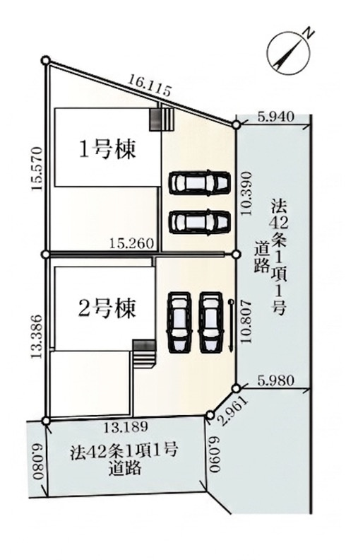 [新築住宅] 行田市藤原町 第2 全2棟の区画図