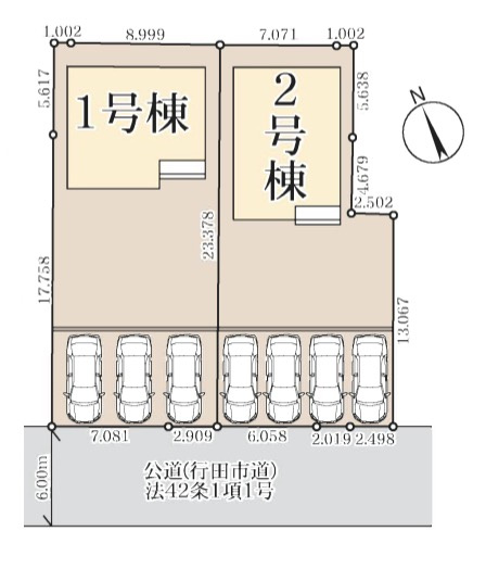 [新築住宅] 行田市棚田町 全2棟の区画図