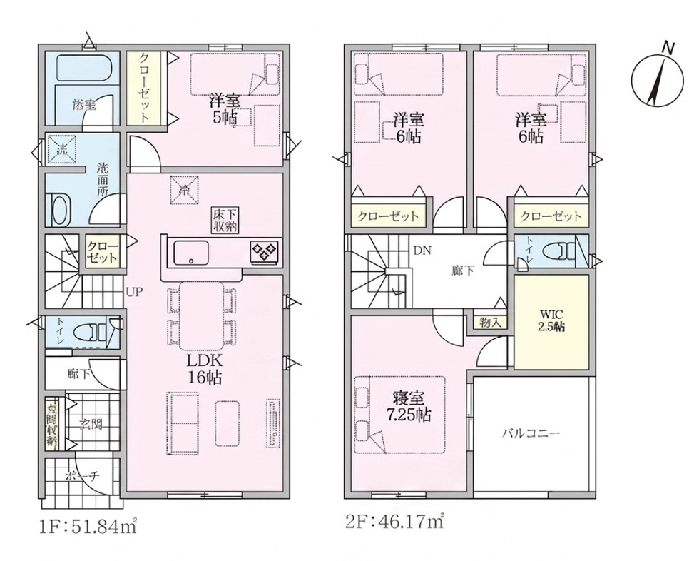 [新築住宅] 行田市桜町 第5 全1棟の間取り