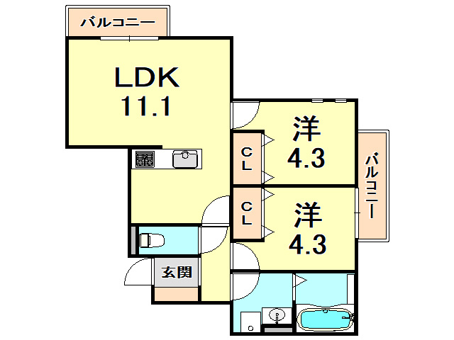 アレーズコート苦楽園の間取り