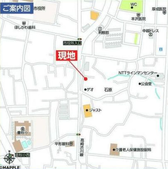 【新築】渋川市石原　A号棟(全３棟)　ハートフルタウン　新築建売分譲の地図