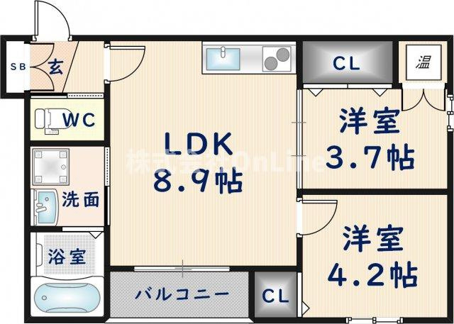 東大阪市近江堂２丁目のアパートの間取り