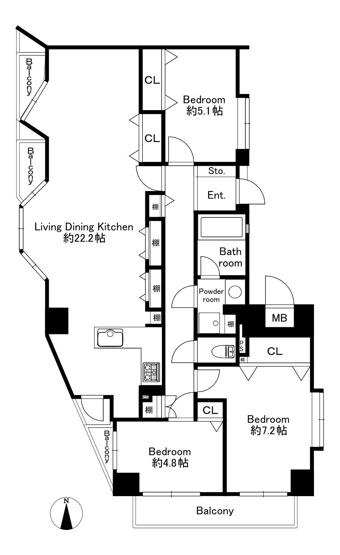 【間取り】 | コアマンション春日大谷Ⅱ | 4階、南西角部屋で明るいお部屋です。室内設備も充実しています