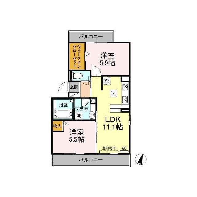各務原市鵜沼各務原町６丁目のアパートの間取り