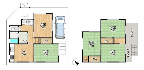 枚方市 長尾宮前 1丁目　中古 一戸建ての間取り