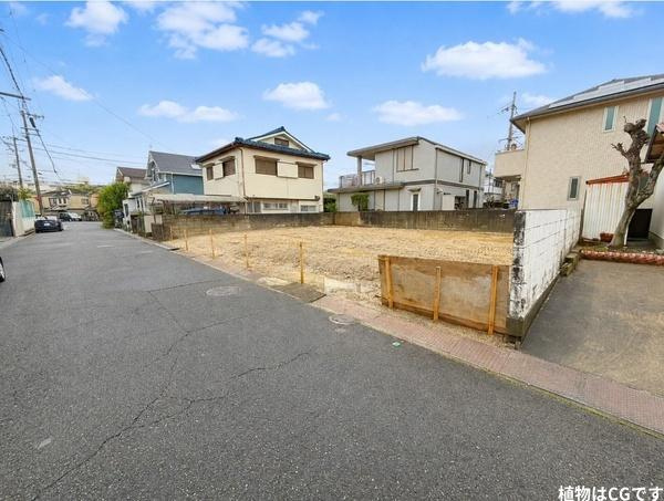 枚方市 長尾西町 ３丁目　建築条件なし　土地の前面道路含む現地写真