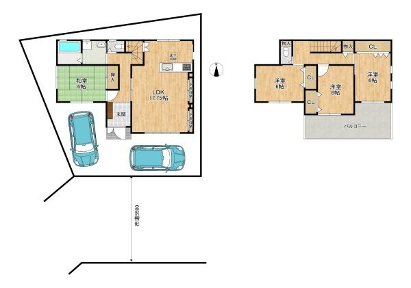 枚方市 片鉾東町　中古 一戸建ての間取り|4LDKで2台駐車可能(車種による)です、是非現地をご確認下さい。