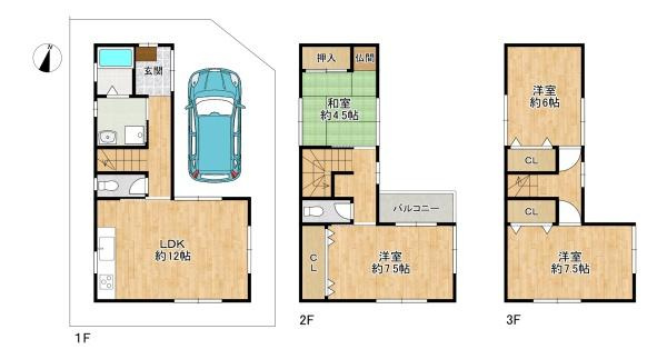 枚方市 野村元町　中古 一戸建ての間取り|4LDK＋カースペース１台＜ご内覧ご予約受付中＞いつでもご連絡ください。