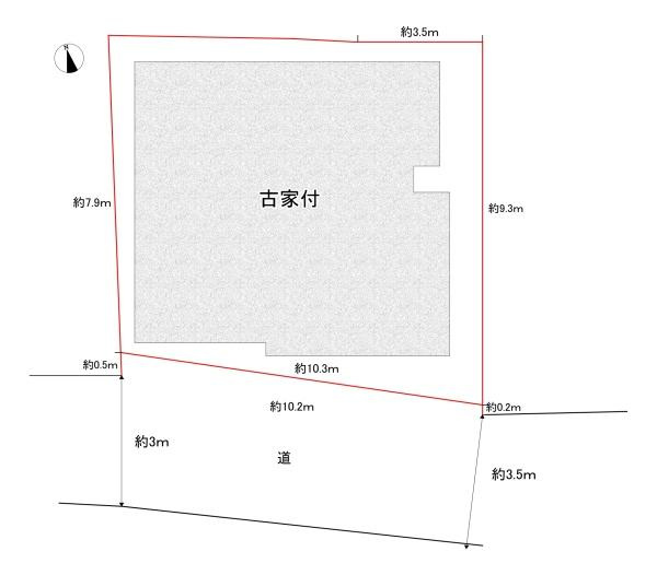八幡市 八幡広門　古家付き　土地の土地図