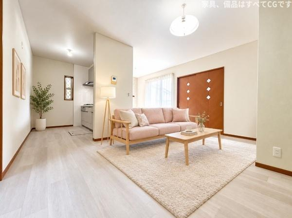 東大阪市 善根寺町 １丁目  中古 一戸建ての居間・リビング|広々としたリビングです。【内覧ご予約受付中】