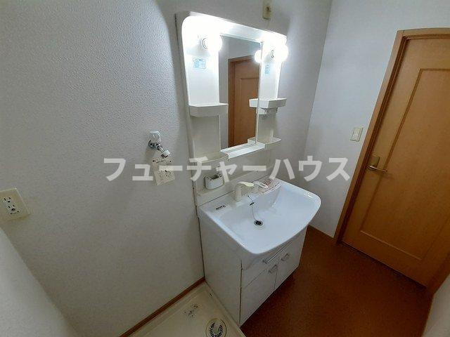 グリュックブルーの洗面所|ゆったりとスペースのある洗面所