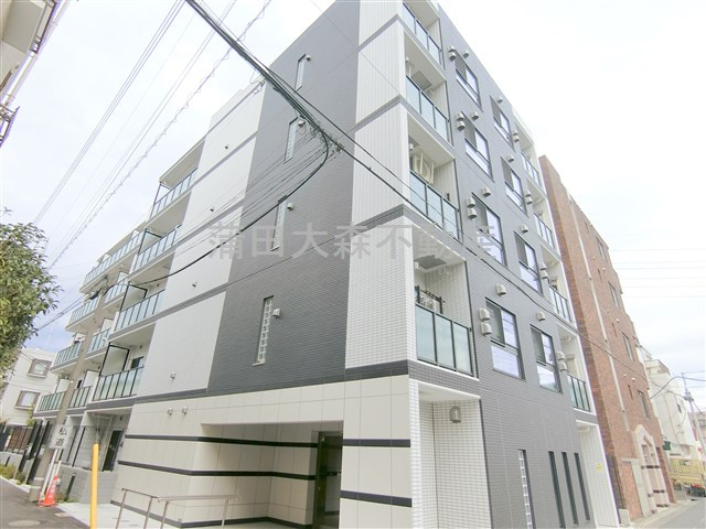GE大田多摩川の外観|2023年6月築　RC鉄筋コンクリート造地上5階建て総戸数28戸の分譲賃貸マンション
東京都大田区多摩川1丁目　東急多摩川線矢口渡駅徒歩4分