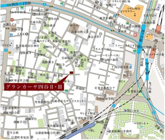 【地図】グランカーサ四谷