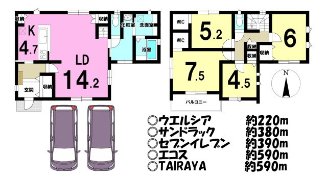 川越市今成１丁目の新築一戸建の間取り