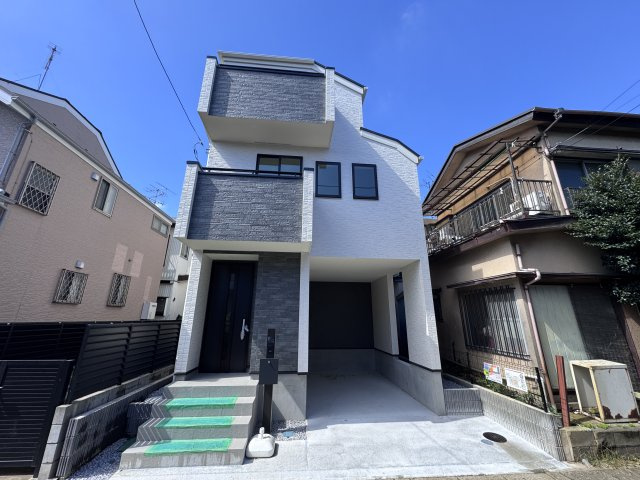 松戸市栄町７丁目新築戸建の外観|完成済み内覧可能です！