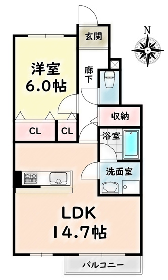 【間取り】 | リマーレ道徳【名古屋市賃貸・カウンターキッチン】
