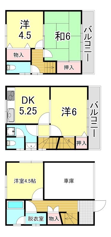 駒ヶ林5丁目貸家の間取り