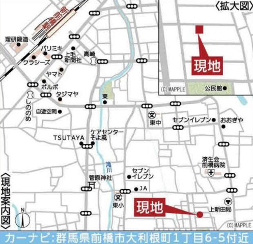 【新築】前橋市大利根町第3　１号棟(全２棟)　クレイドルガーデン　新築建売分譲の地図