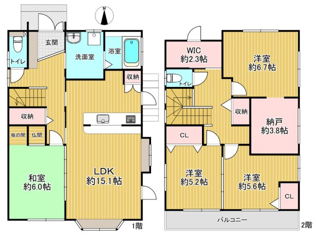 あま市篠田稲荷戸建の間取り