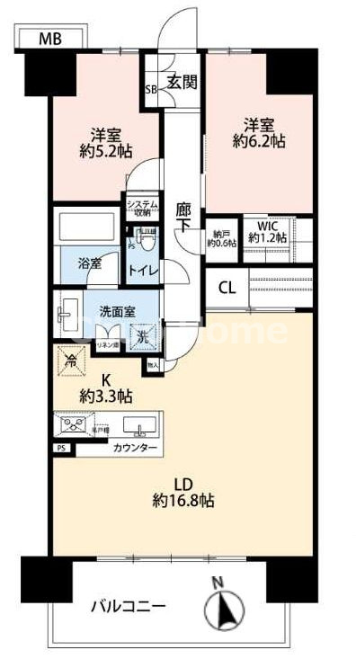 リビオシティ・ルネ葛西の間取り|リビング20.1帖。7階部分・南向きにつきまして日当たり・通風良好。