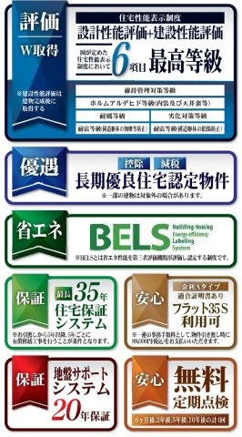 松戸市高塚新田新築戸建（高塚新田第３）の構造・工法・仕様|各種税制優遇ある長期優良住宅認定物件・BELS省エネ認定