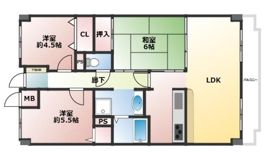 ダイアパレス東加古川　　　JR「東加古川駅」徒歩10分の間取り
