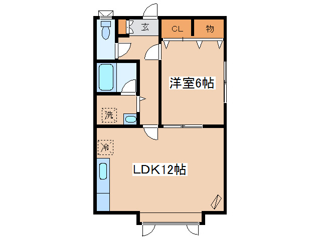 釧路市若草町のアパートの間取り