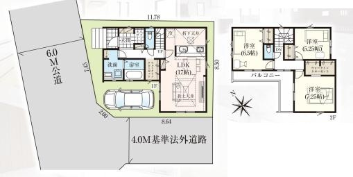宮代町本田4期　新築一戸建て　グラファーレの間取り|２部屋とホールから出入り可能なバルコニーを完備！お洗濯も快適です♪