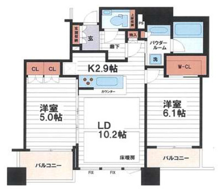 【間取り】 | シティタワー大阪本町