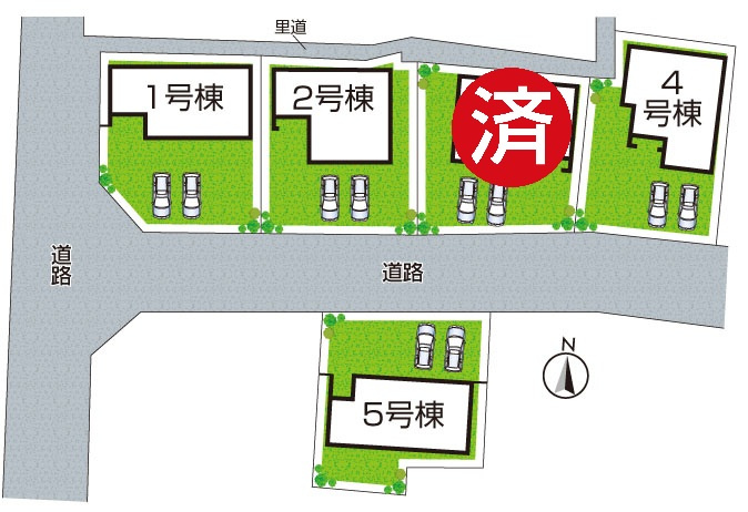 ★長浜市新庄寺町　第6期　新築一戸建ての区画図|全5区画