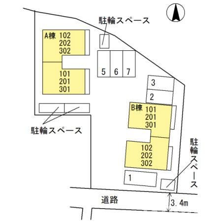 オリオン（A棟）　シリウス（B棟）　Ａ棟の区画図