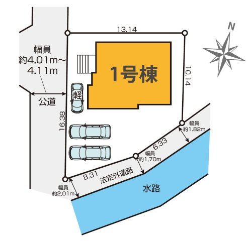 所沢市小手指南２丁目・全1棟　新築一戸建　～1部屋増やせる～の区画図|車種により駐車3台可能