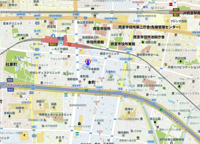 ネバーランド西宮の地図