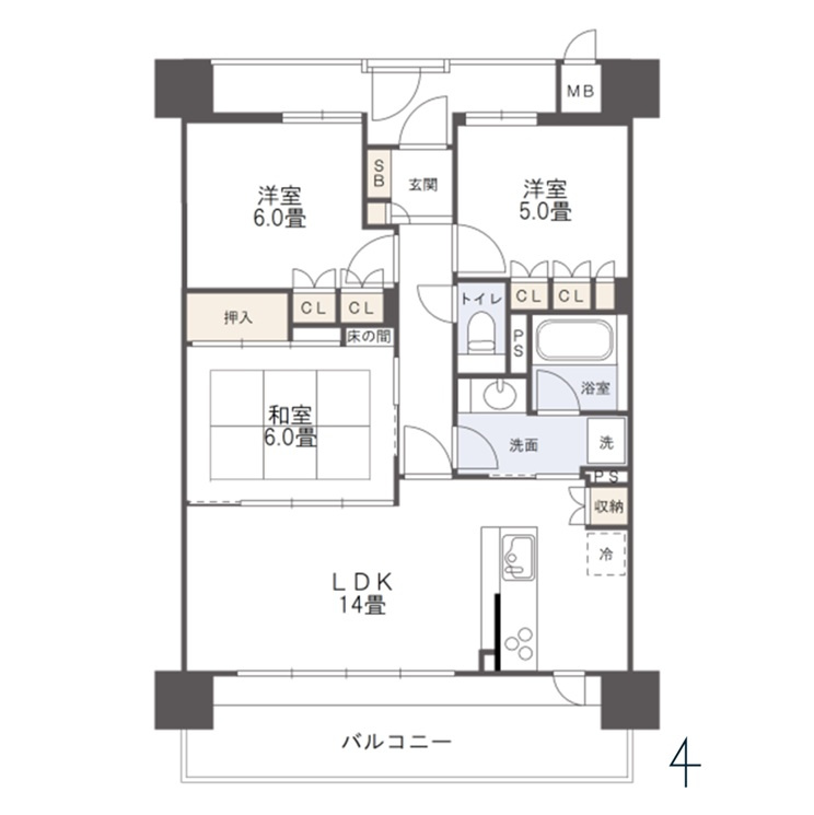 アルファステイツ東深津Ⅱの間取り