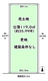 【土地図】 | 右京区嵯峨天龍寺角倉町　建築条件なし