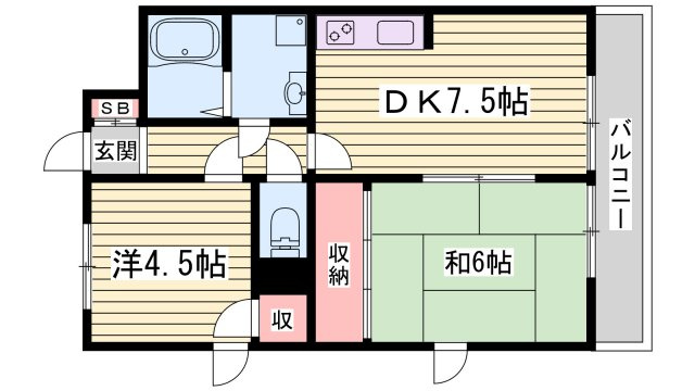 姫路市安富町安志のハイツの間取り