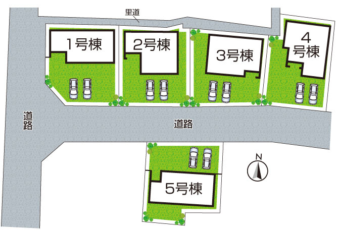 長浜市新庄寺町　第6期　新築一戸建ての区画図|全5区画
